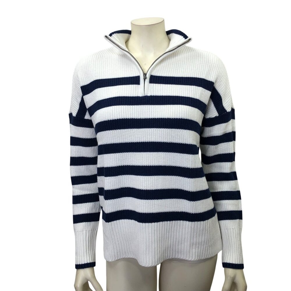 Lands' End Women's Quarter Zip Cotton Sweater Lg NWT